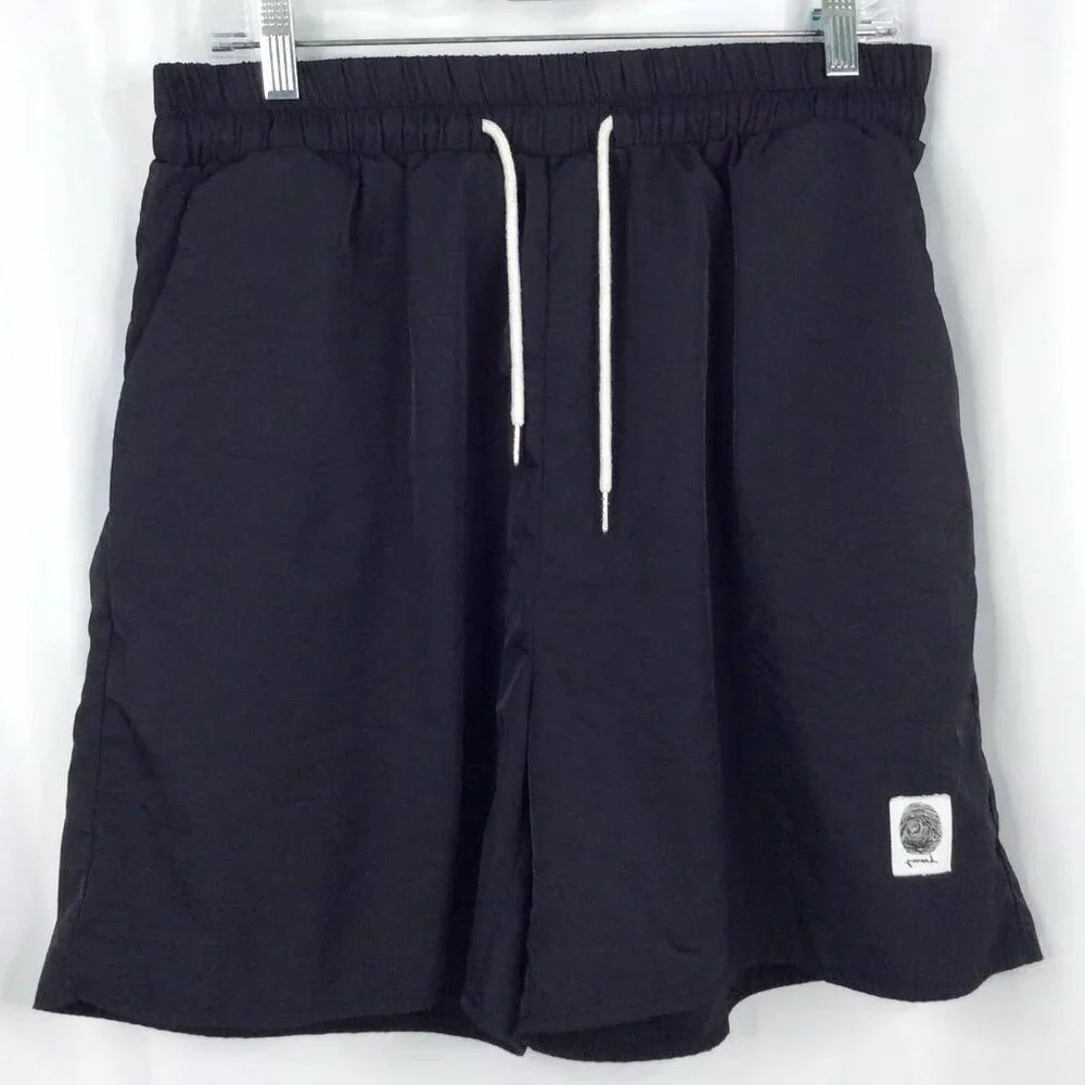 Romwe Men's Athletic Shorts Size XXL Black Drawstring Elastic Waist Pockets Gym